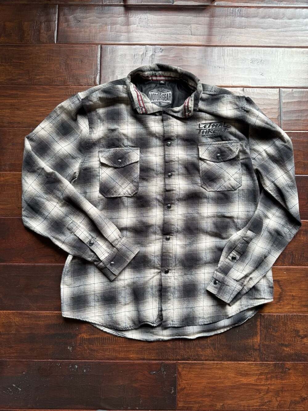Lethal Threat Motorgear Kustom Motorcycles Plaid Flannel Shirt XL